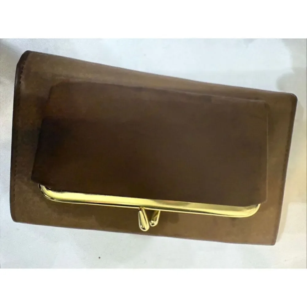 Vintage Princess Gardner Women's Leather Tri-fold Checkbook Wallet Tan OS NWOT